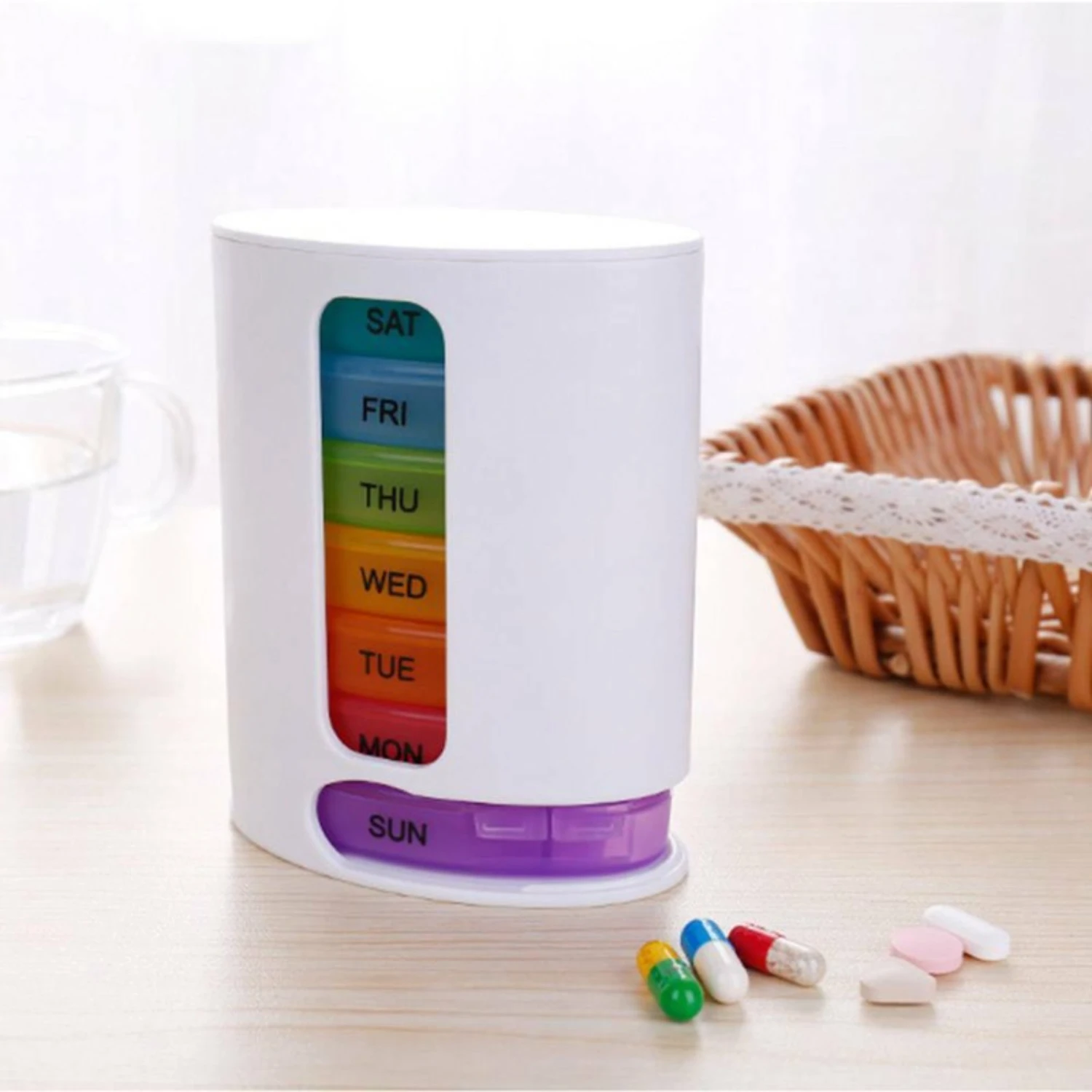 

1pc 7 Day Travel Weekly Pill Box Tablet Holder Medicine Dispenser Organizer
