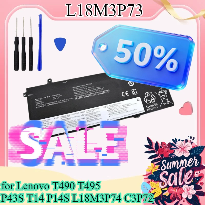 11.52V 48Wh High Quality Battery L18M3P73 for Lenovo T490 T495 P43S T14 P14S L18M3P74 C3P72