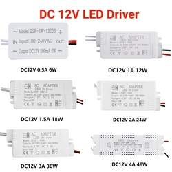 6/12/18/24/36/48/60W LED Driver Constant Voltage Driving Power Supply AC100-240V To DC12V Power Supply Lighting Transformer