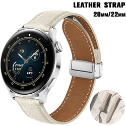 Leather Strap for Samsung Watch 4/5/6 40mm 44mm 5 Pro 45mm Magnetic Buckle for Galaxy Watch 6/4 Classic 43mm/47MM 42mm/46mm Band