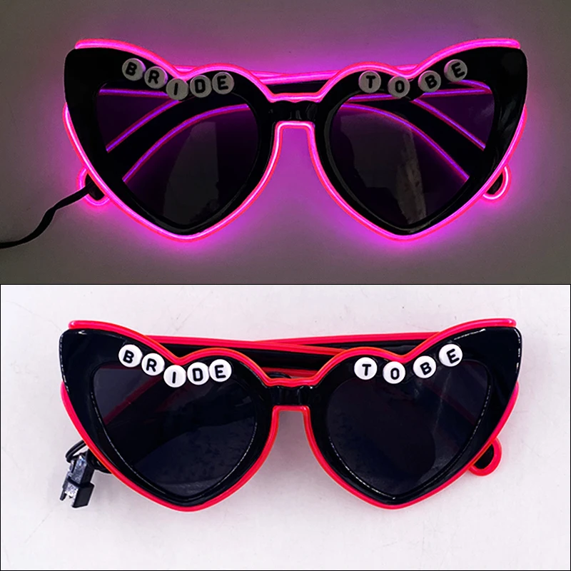 

Glowing Heart Shaped Glasses Bride To Be Sunglasses Costumes Accessory Props Glasses Girls Women Decorate Eyewear For Night