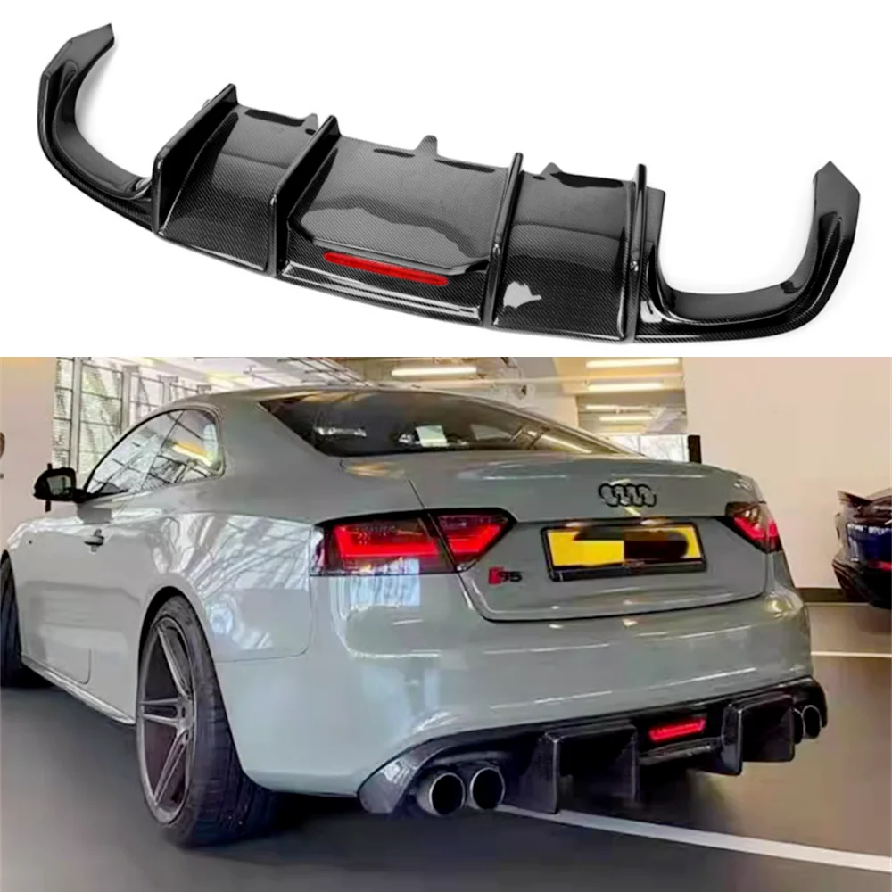 Rear Bumper Diffuser Lip Spoiler For Audi A5 S line S5 Coupe 2008 2009 2010 2011 2012 Real Carbon fiber Non For A5 Standard 