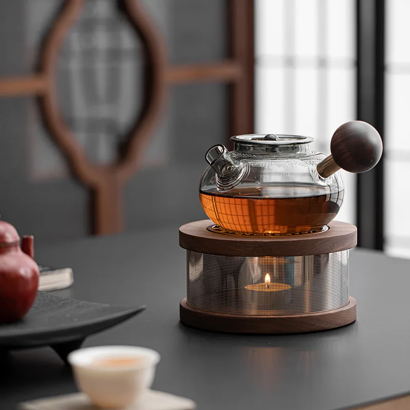 

Wooden Tea Warmer Tea Maker Glass Kettle Heating Base Candle Heating Warming Tea Stove Tea Warmer