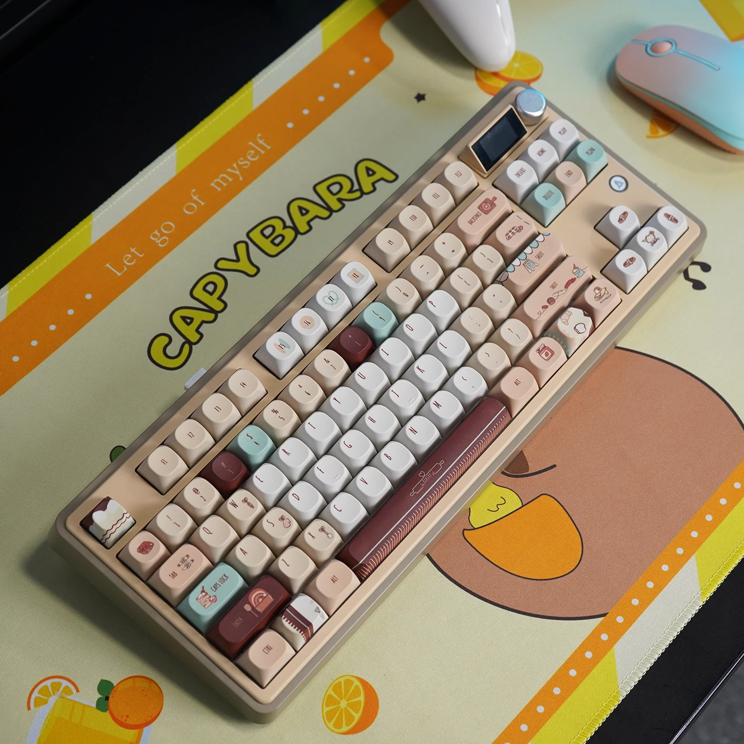 Npkc 118 teclas tema de padaria ma perfil keycaps pbt conjunto para mx switch teclado mecânico bonito tampas chave dos desenhos animados