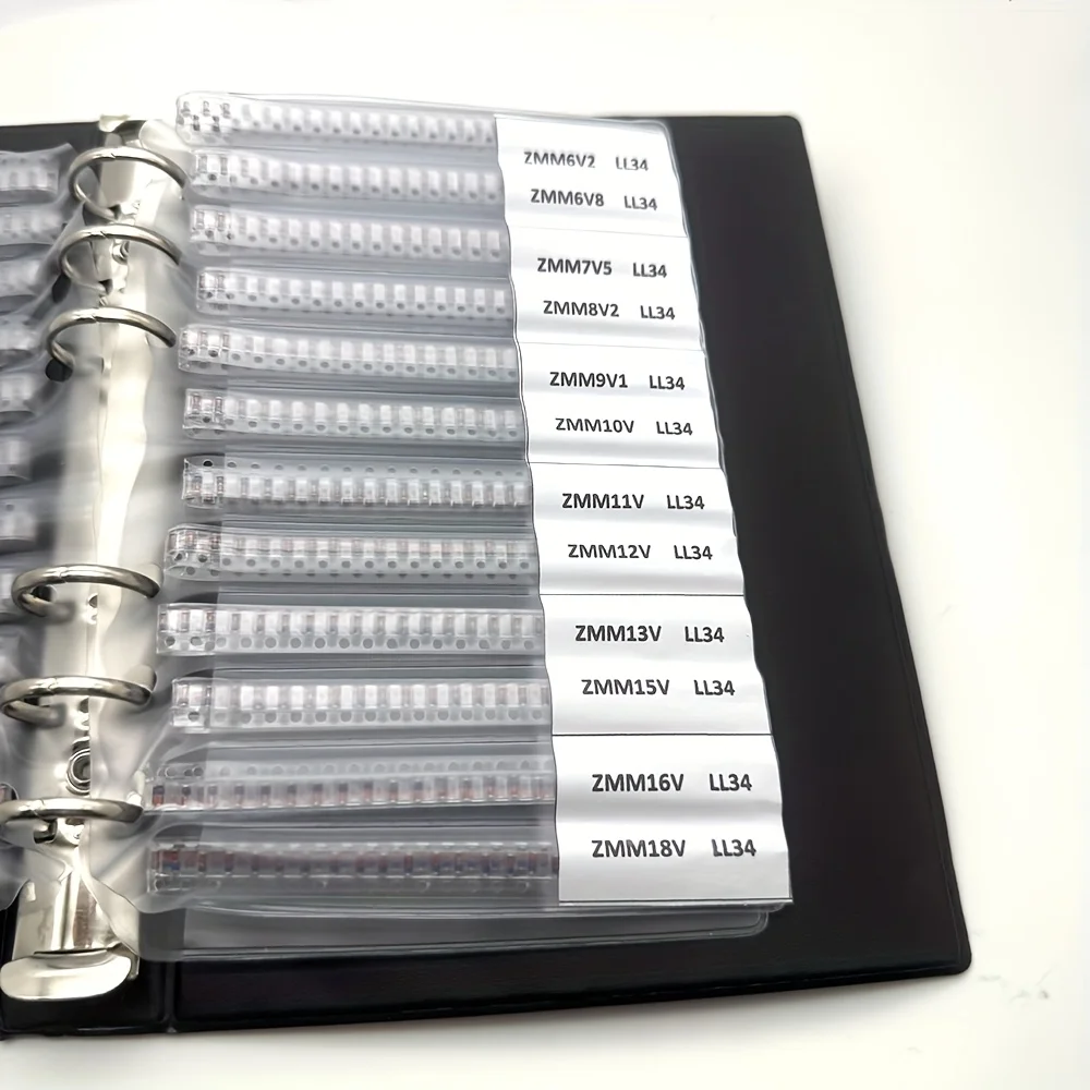 850PCS 34Kindsx25Pcs LL34 1/2W 2V ~ 51V 4148 Zener Diode SMD BOOK SET KIT