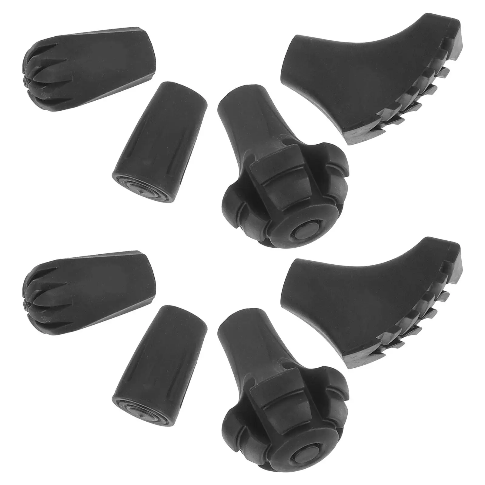 8Pcs Wear Resisting Rubber Crutch Tips Hiking Pole Caps Non Slip Walking Stick End Replacement Trekking Pole Accessories