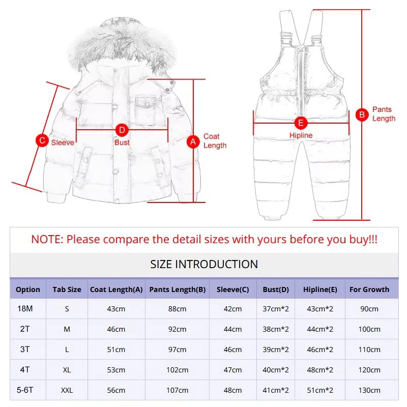 Ircomll Set di abbigliamento invernale per bambini Russia di alta qualità in cotone spesso, impermeabile, antivento, per bambini, abbigliamento da