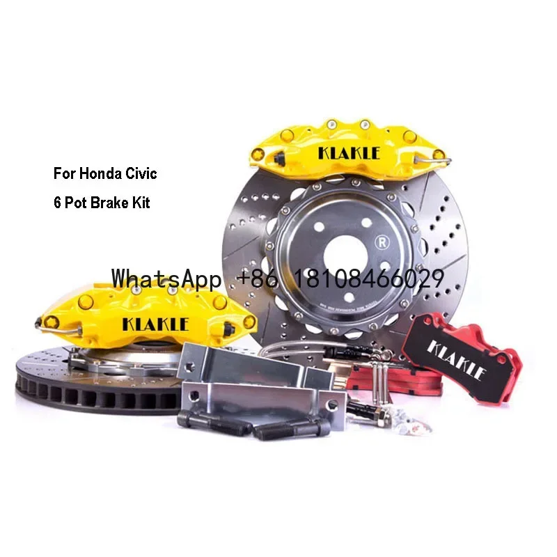 KLAKLE Yellow Brake Caliper 9040 Brake System 345*32MM TY3 Brake Disc Custom Logo Front Wheel R18  For Honda Civic Fn2