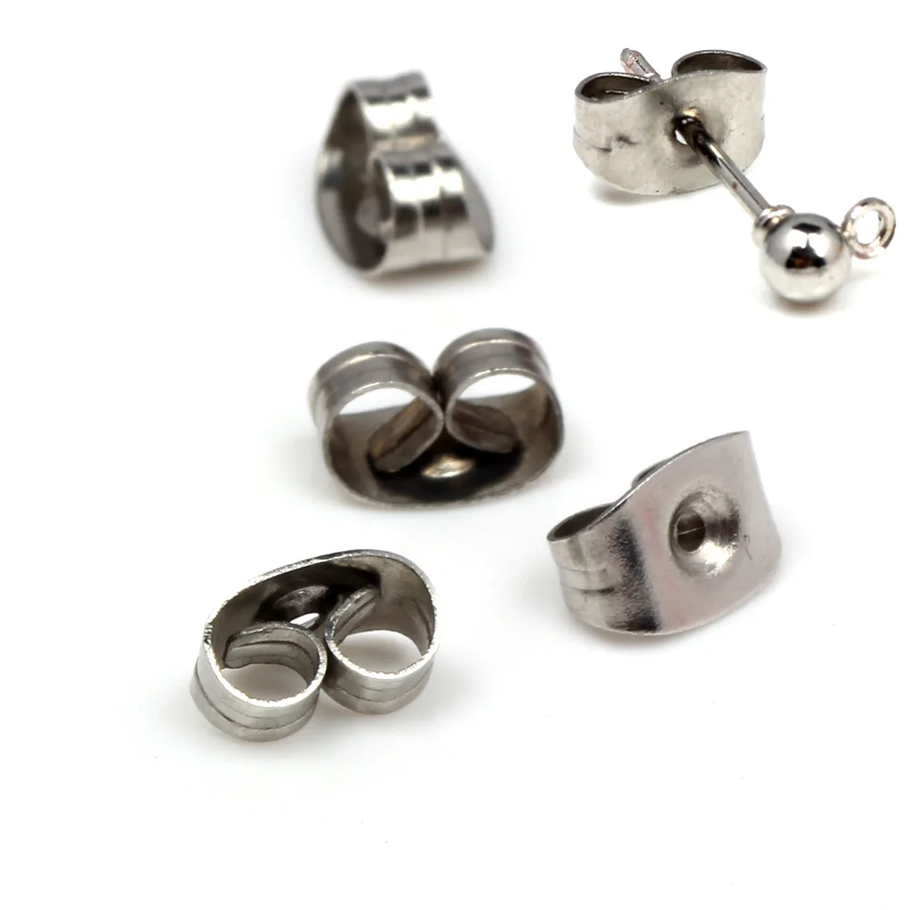 

75pcs Stainless Steel Ear Stoppers Earrings Back Butterfly Ear Nuts Stopper For Jewelry Making Accessories DIY Components Bulk