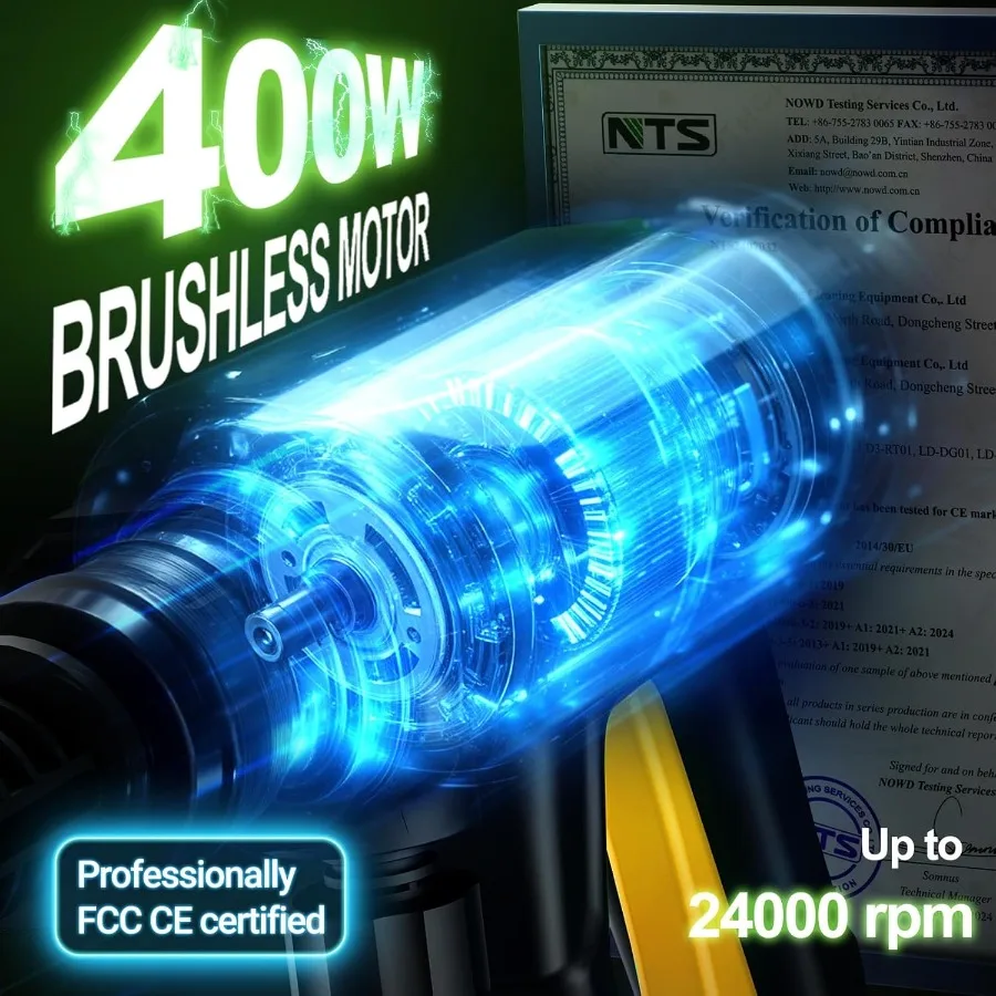 غسالة الضغط اللاسلكي 21 فولت 4.0 أمبير محرك بدون فرشاة مع فوهة 6 في 1 9 ضغط تروس لغسيل السيارات فناء سياج درب Outd #4