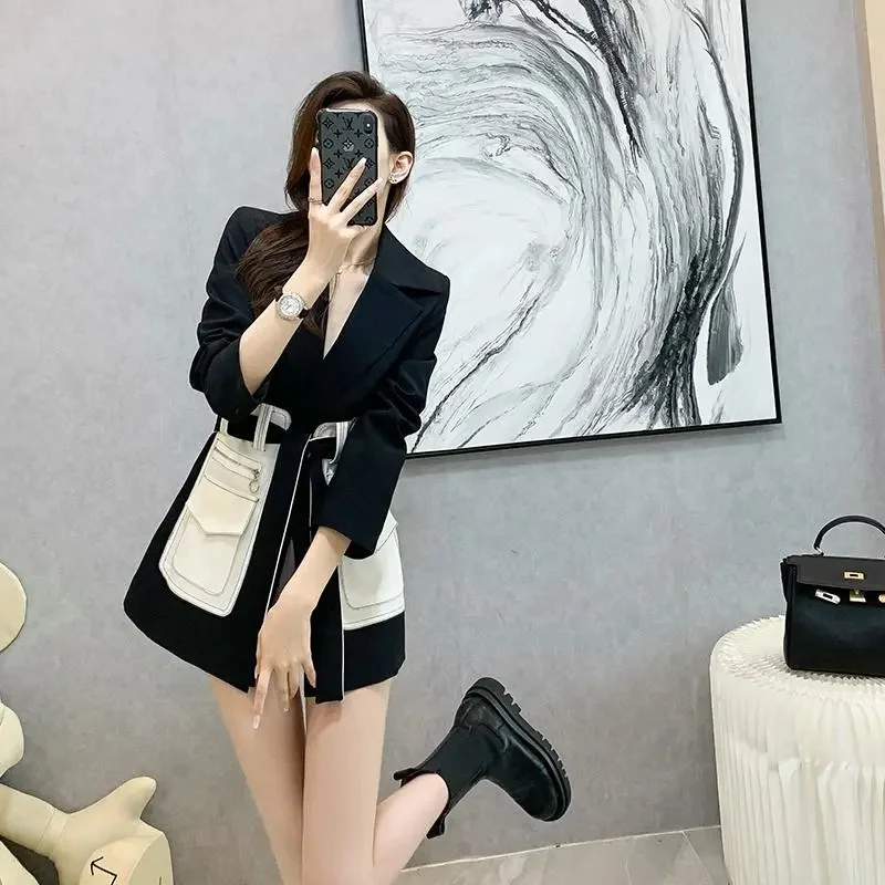 2023 Spring Autumn New Suit Jacket Women\'s Retro Hepburn Style Coat Waist High Design Sense Outwear Blazer Female Overcoat Top