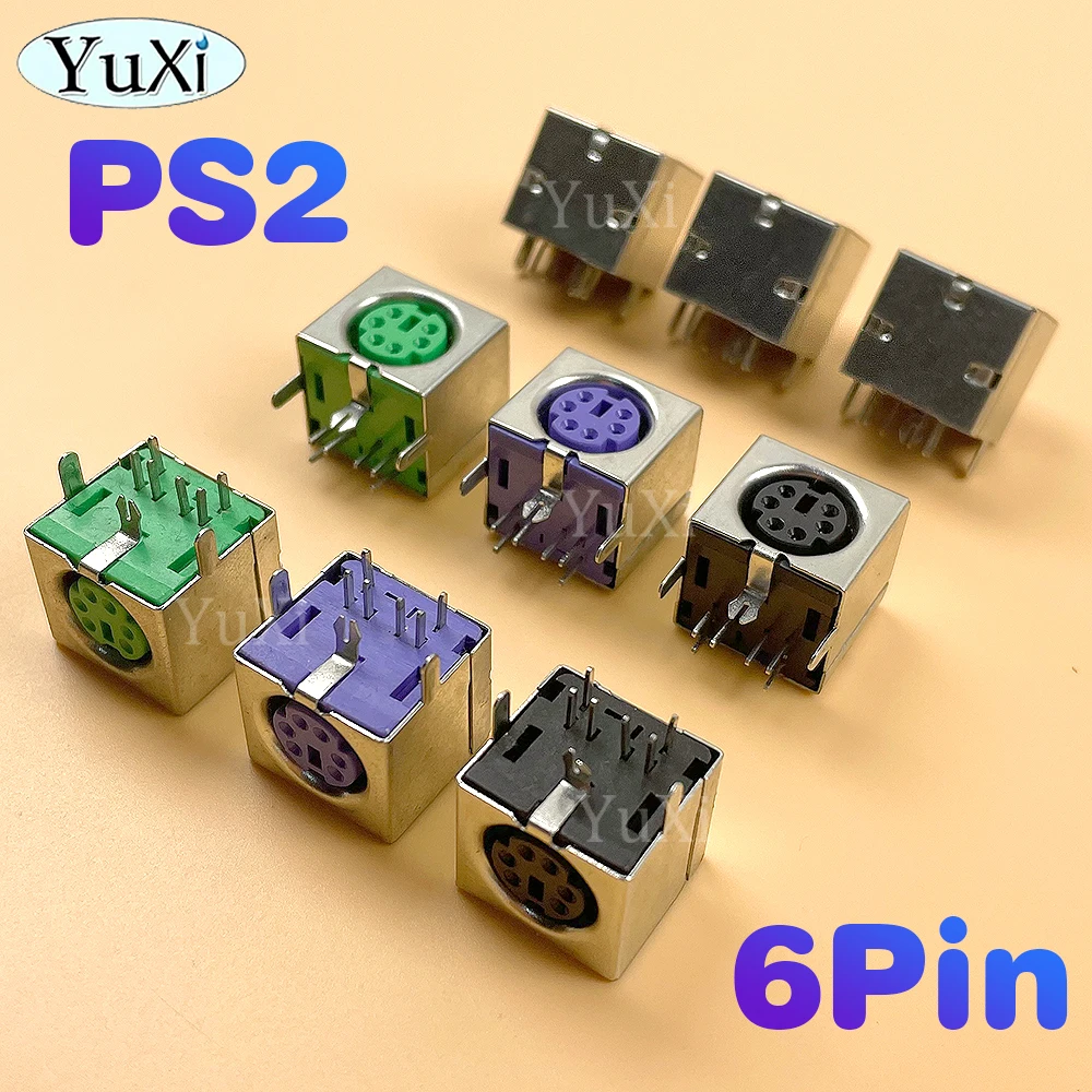 2Pcs Keyboard Socket PS2 6Pin Mouse Socket PS2 6P Female Socket Connector Jack Mouse Keyboard Plug PCB Circular Plug Repair Part