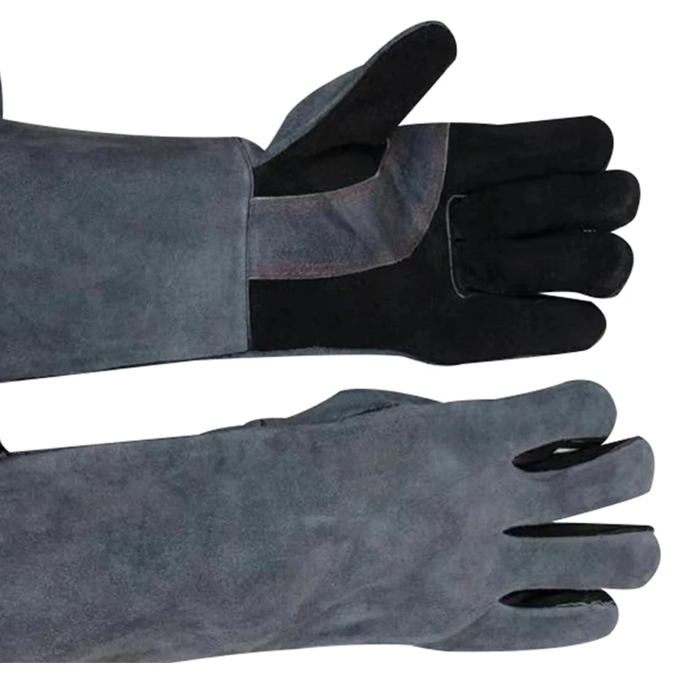 662℉-932℉ Heat-resistant Leather Gloves with Aluminum Foil Insulated Long Sleeve for Barbecue Tig Welding Tool Accessory