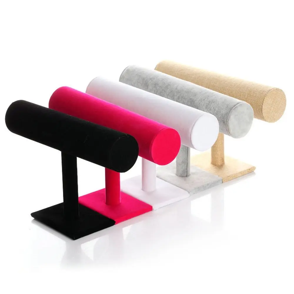 

6 Colors Velvet Bracelet Chain Watch Upright Display Rack Jewelry Organizer Hard Jewelry Display Stand Holder