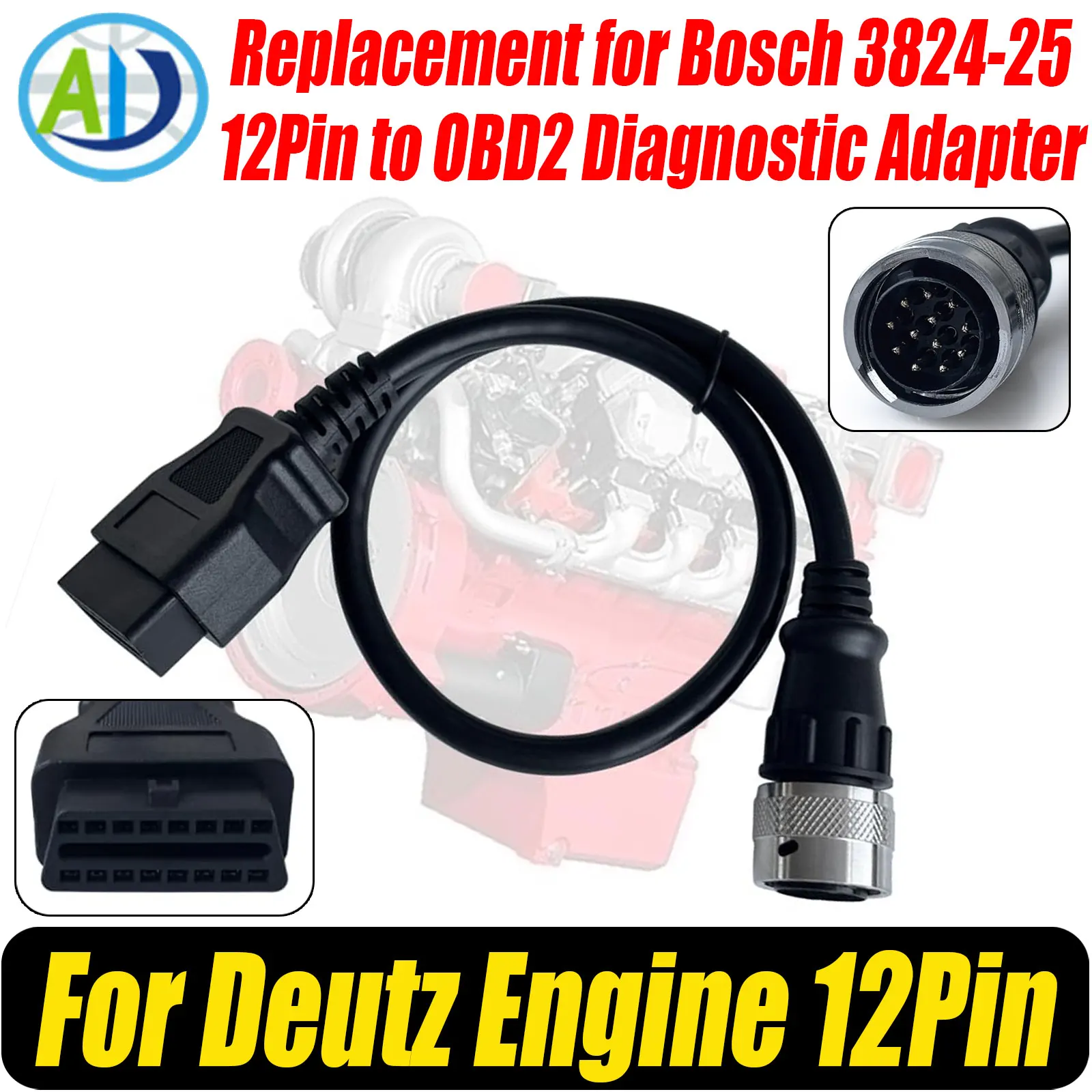 For Deutz Diesel Truck OBD Cable for Deutz Engine 12pin to 16pin OBD2 Diagnostic Adapter For F7S-D/F7S-G OBD2 Diagnostic Scanner