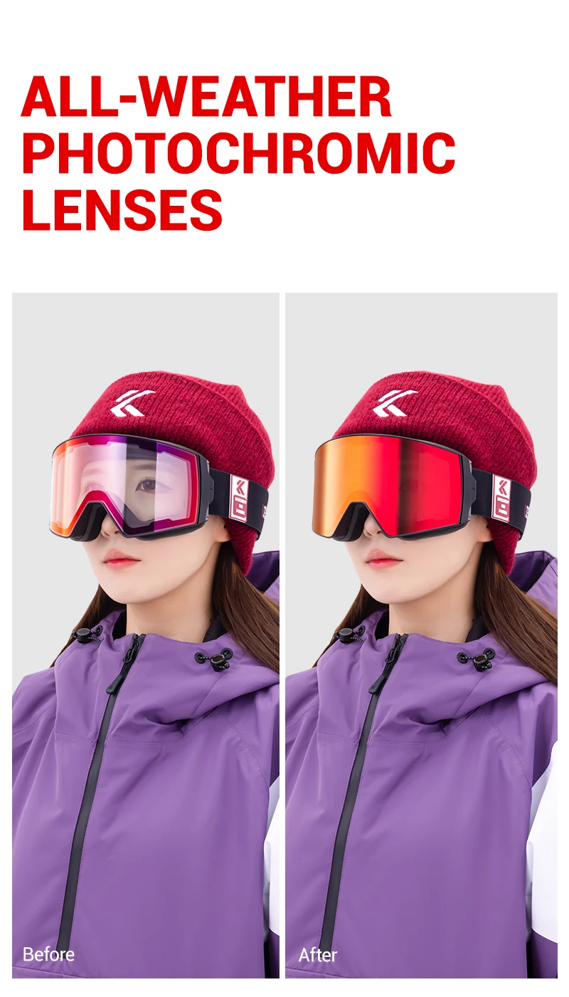 KAPVOE Antibeschlag-Skibrille, Skaten, Snowboard-Zubehör, Schneemobil, UV400, photochrome Outdoor-Wintersport, Fahrradbrille – Detail 8