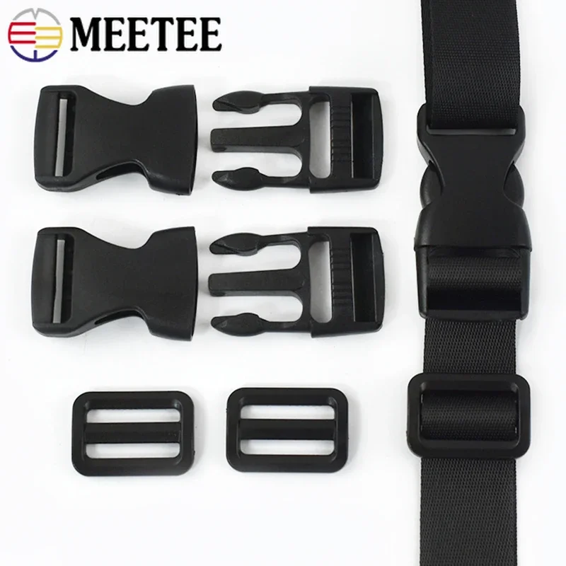 1Set 25mm Plastic Release Buckle Webbing Adjust Tri-Glide Clasp Bag Backpack Strap Belt Dog Collar DIY Sewing Accessories