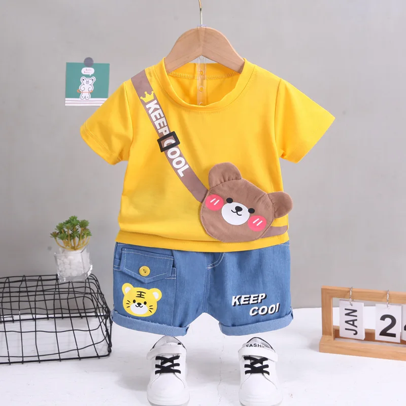 Summer Baby Boys Clothing Sets Cartoon Bear Cotton T-Shirt + Shorts 2Pcs Suits for Baby Kids Tracksuits Infant Casual Outfits