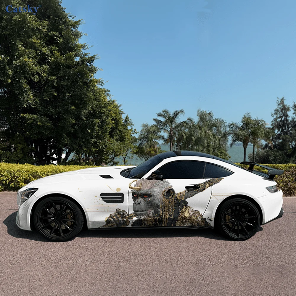 

Armored Monkey Car Side Sticker PVC Self Waterproof Stick, Striking Auto Exterior Accessories Decor Protect Gift for Car Lover