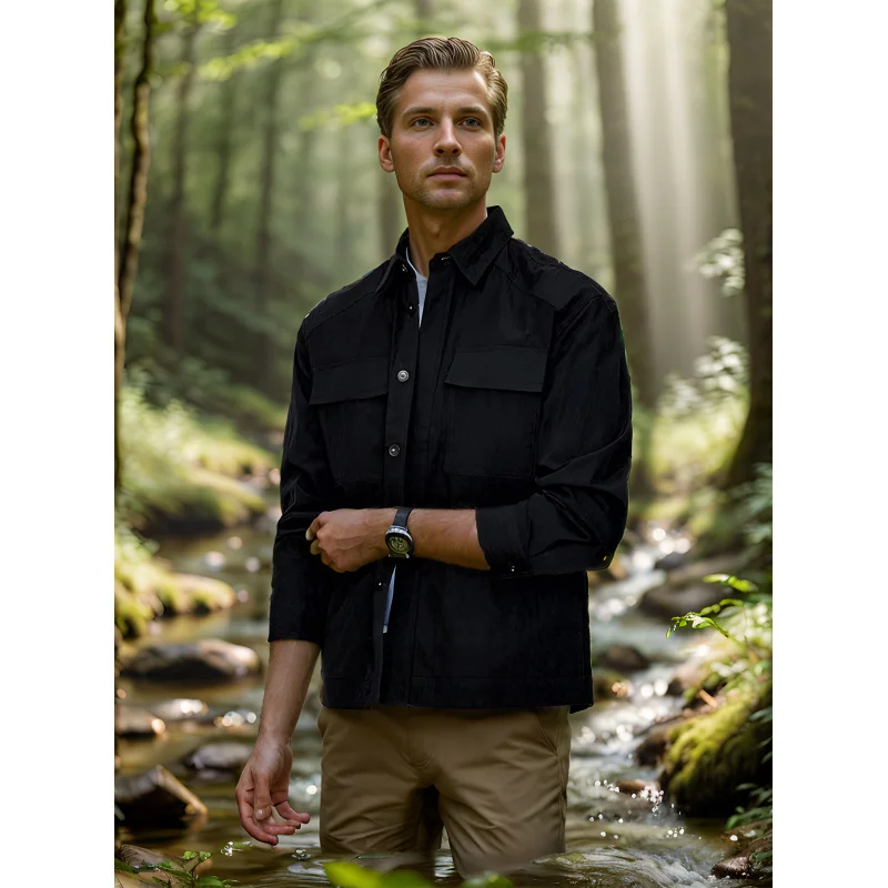 Products in Stock New Spring and Autumn Menswear Thin Coat Simple Solid Color Men's Versatile Commuting Shirt Coat
