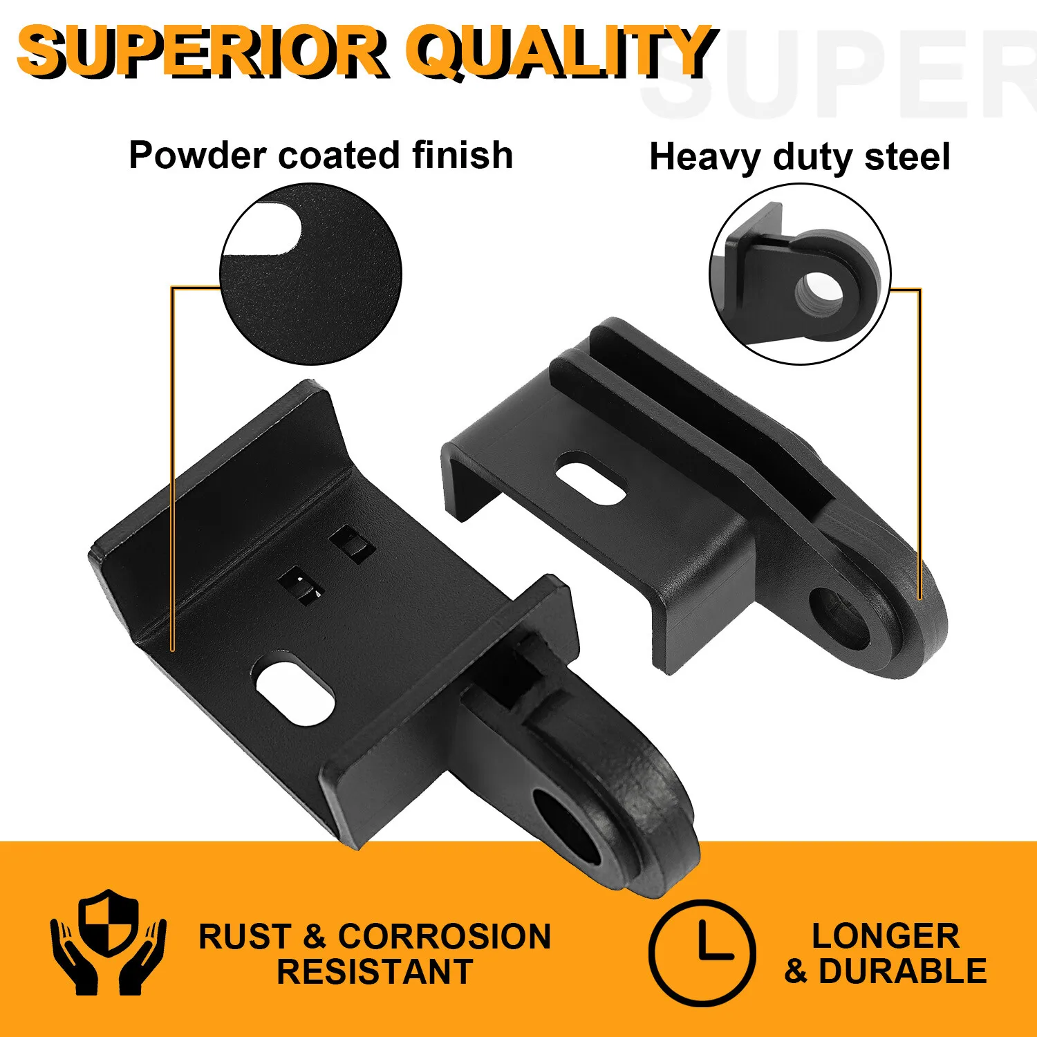 Durable 2pcs Steel Front Demon Tow Hook Mounting Brackets Shackles For 2009-2023 Toyota Tacoma Black GG-0001