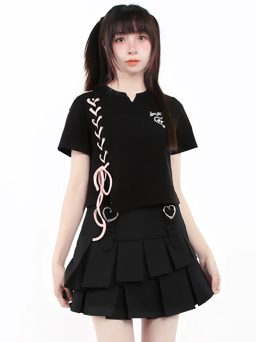 

Новая женская футболка Wi Original Heareat с открытыми плечами, хлопковая, с эффектом тай-дай, приталенная, летний топ в стиле стрит-панк