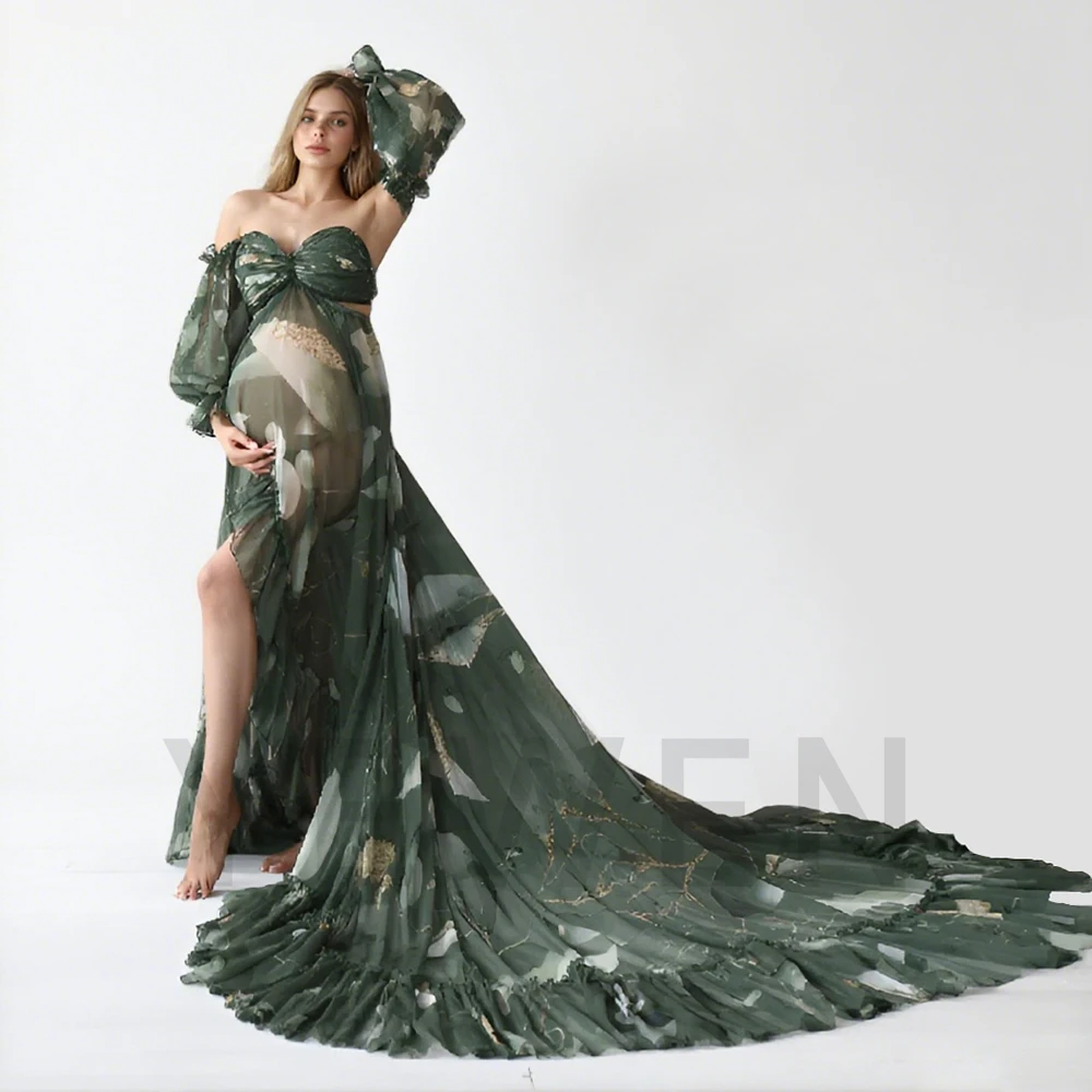 Bohemian Printed Chiffon Maternity Dress for Photoshoot Pregnancy Dress Photoshoot