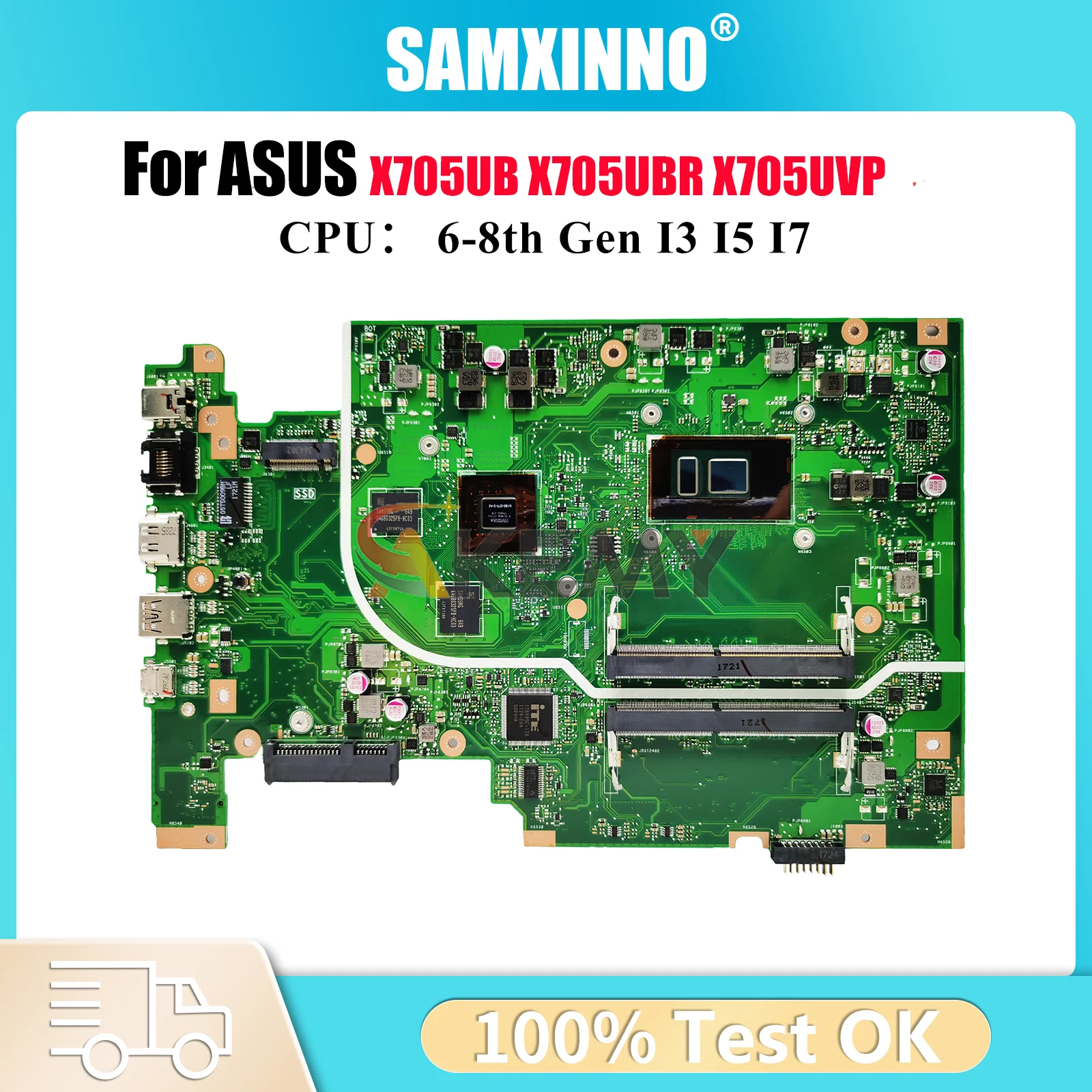 

X705UB Laptop Motherboard For ASUS VivoBook X705UF X705UNR X705UBR F705U X705UVP X705U X705UBP X705UV Mainboard W/ I3 I5 I7 CPU