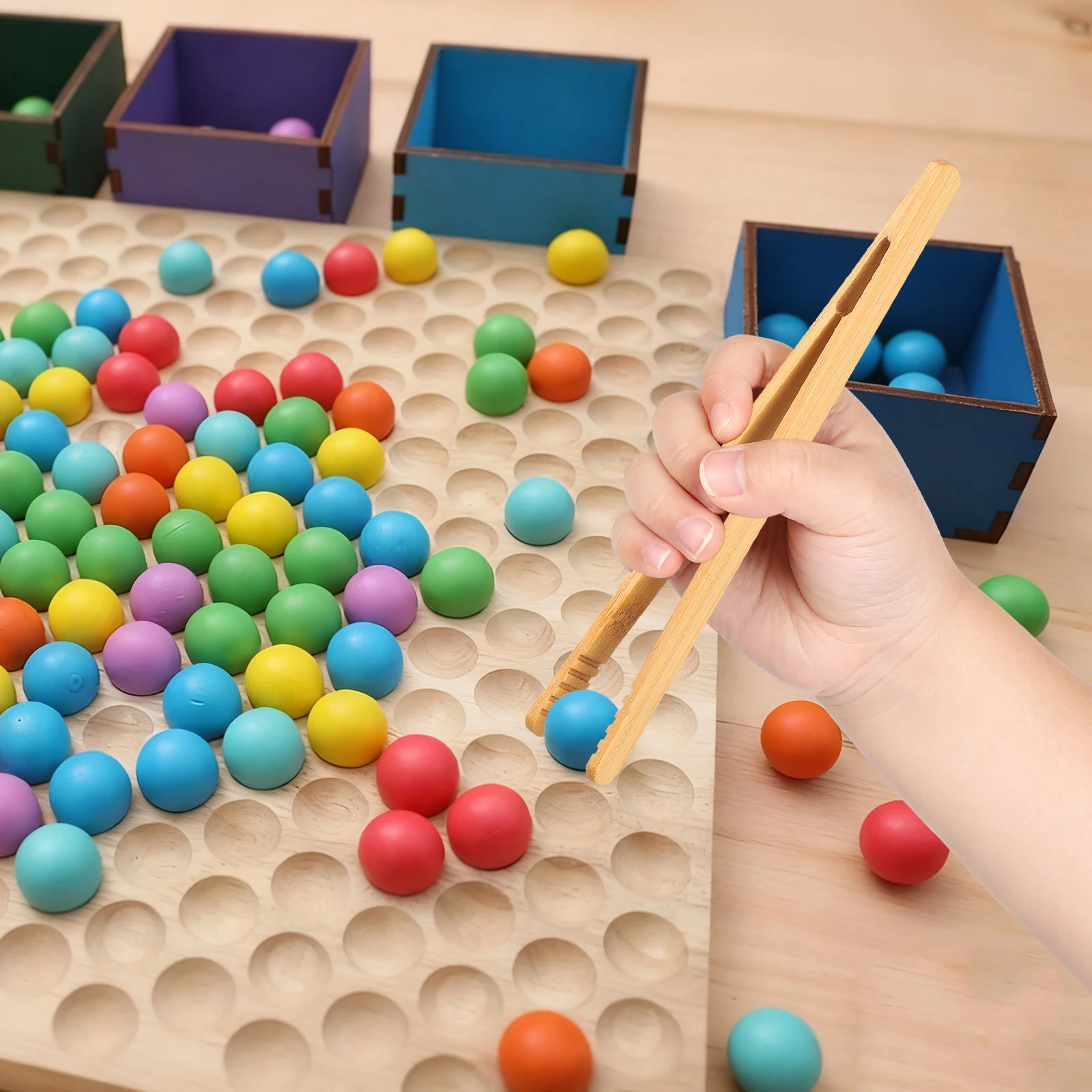 

3Pcs Tweezer Educational Wooden Early Learning Playthings Kids Hand Eye Coordination Gifts Wood Tweezer Toys Kids Gifts