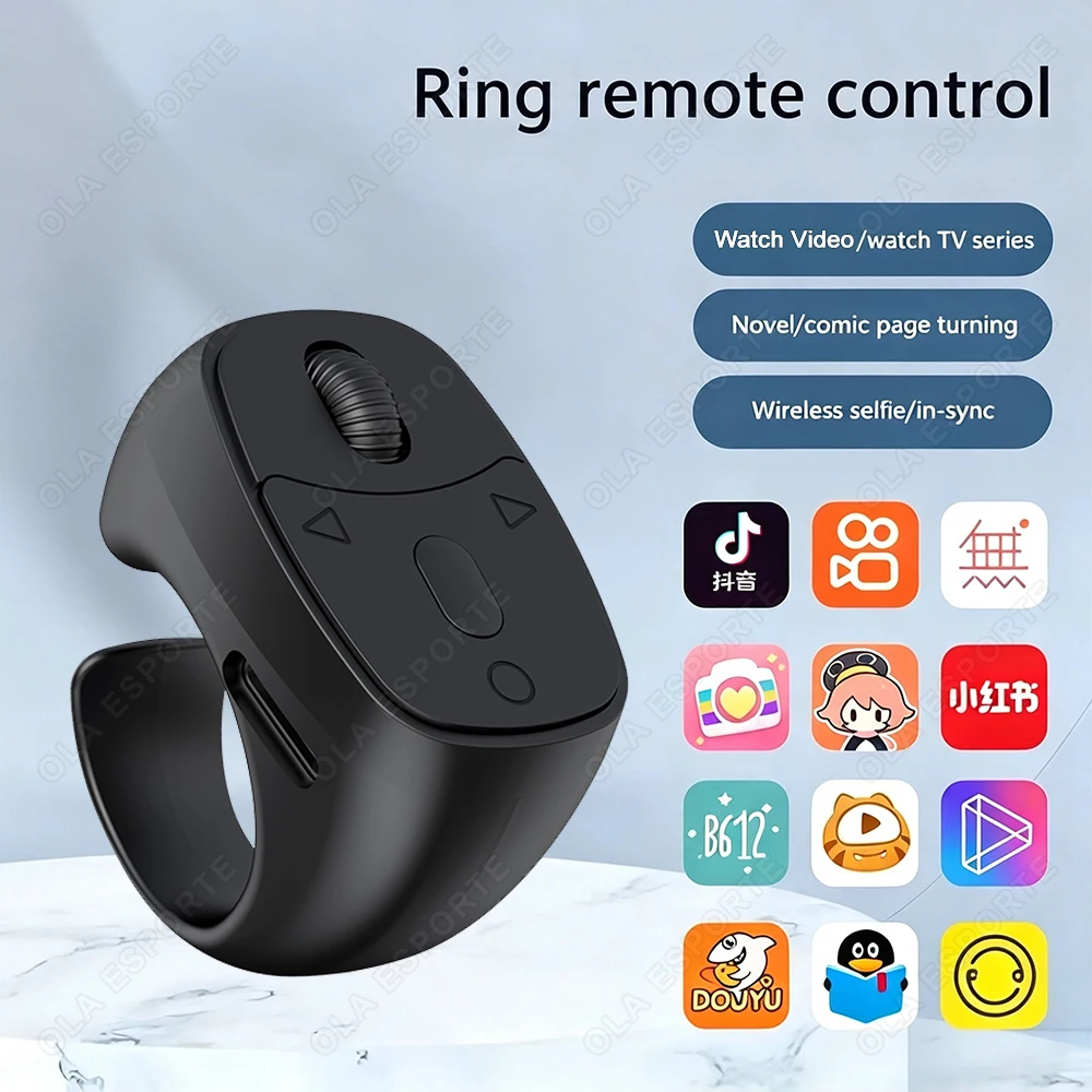 New Wireless Bluetooth Remote Control Video Scrolling Ring Page Turner Bluetooth Ring Scroller Rechargeable Scrolling Rings R12