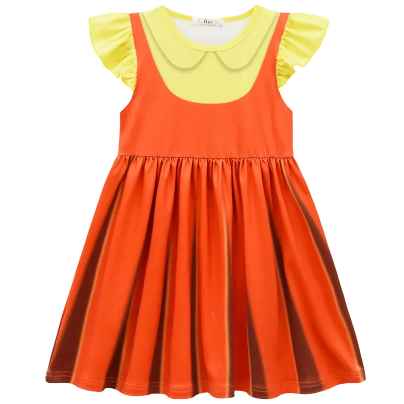 Fancy Game Kids Dresses for Girls Summer Wooden Man Cosplay Vestidos Children Birthday Party Clothing Fancy Christmas Costumes P