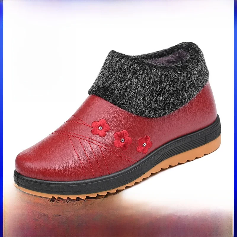 

Warm Thick Bottomed Waterproof Winter Snow Boots for Elderly Women Anti Slip Cotton Boots Short Casual Style EVA