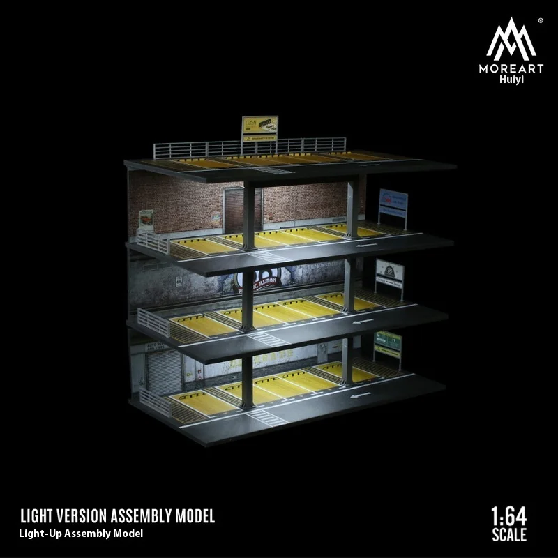 1: 64 قصة إطار فولاذي إضاءة المرآب نموذج ثلاثي الأبعاد موقف للسيارات عرض ومجموعة هدايا زخرفة سطح المكتب #2