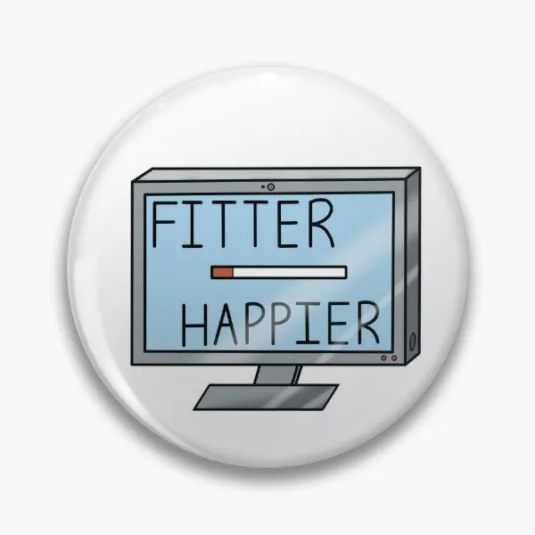 Fitter Happier Ok Computer  Soft Button Pin Jewelry Clothes Funny Lover Cute Decor Creative Metal Gift Collar Hat Cartoon Brooch