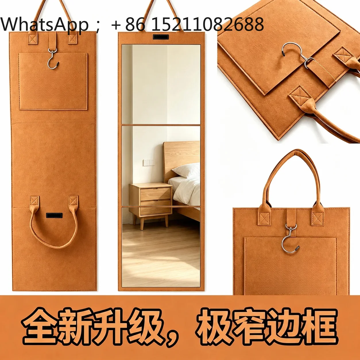 SCY Portable Foldable Full Body Mirror Student Dormitory Rental House Storage Wall Fitting Mirror Full Body Mirror