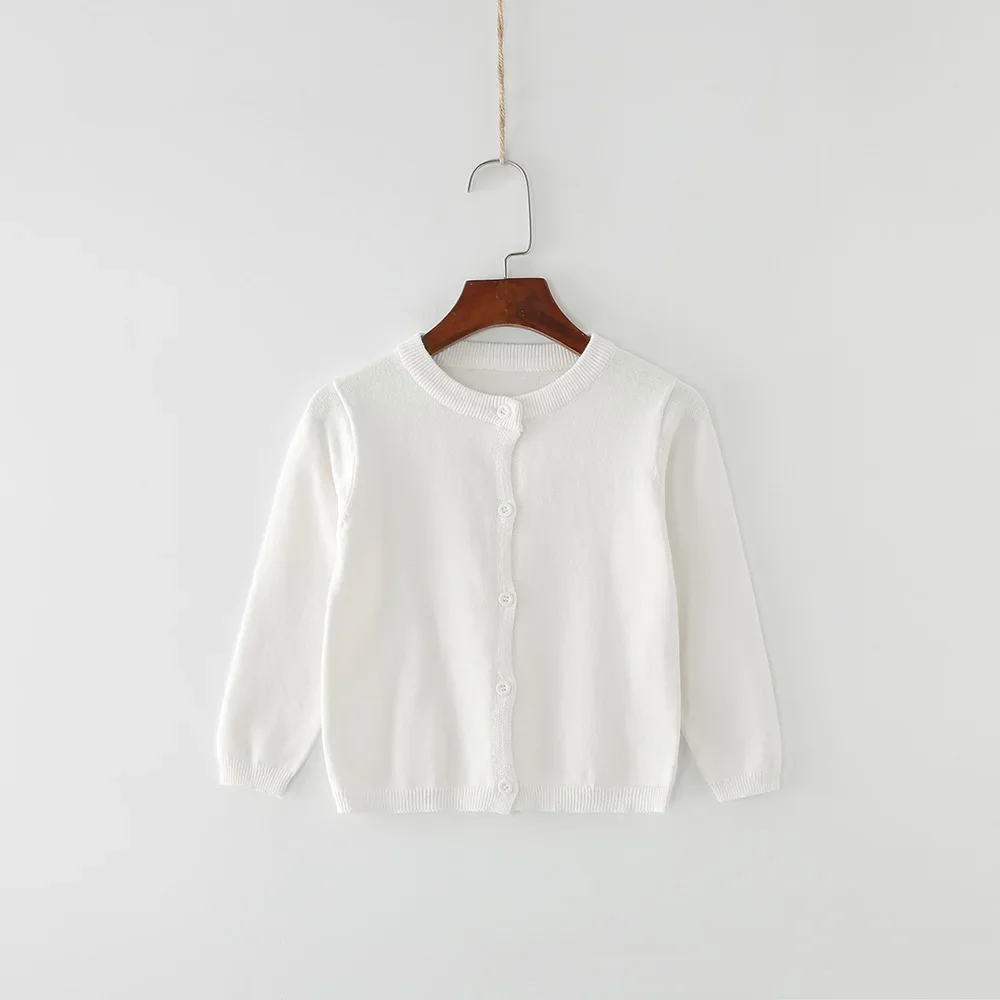 أطفال بالأزرار للفتيات 70-150 سنتيمتر سترة أبيض أسود طفل رضيع تريكو سترة ربيع الخريف القطن ملابس الأطفال