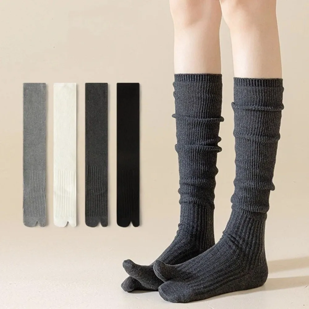 

Comfortable Solid Color Women's Long Socks Soft High Elasticity Two-Toed Sock Japanese Style Split Toe Socks Autumn