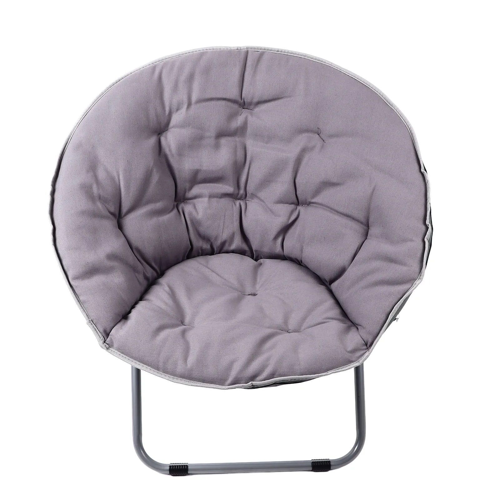 Saucer Chair Metal Frame Gray Comfortable Ergonomics Foldable Cozy Chair for Living Room Gift