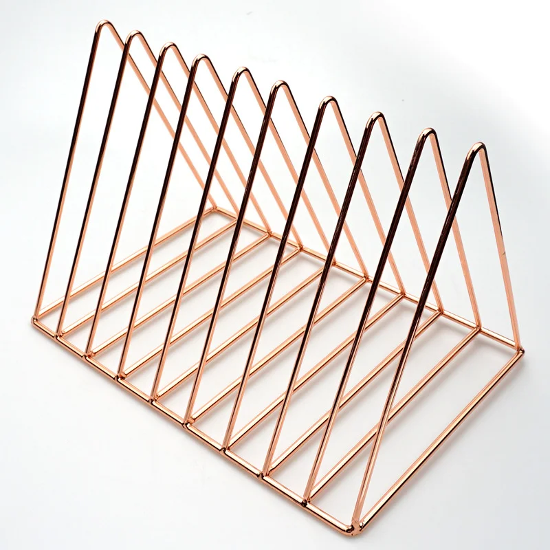 Luxury Bookshelf Rack Desktop Metal Book Block Office Newspapers Magazines Storage Holder Stand Scandinavian Decor Golden Shelf