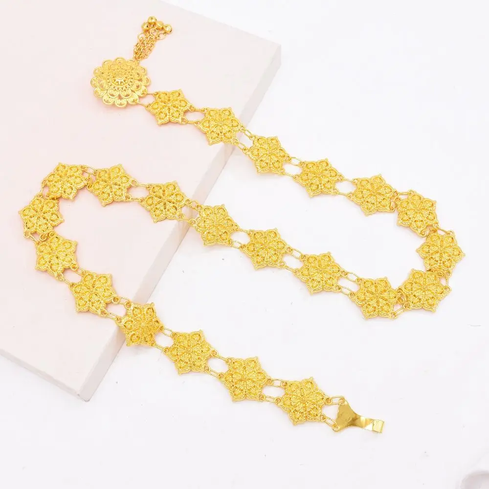 Body Jewelry India Belly Dance Gold Color Waist Chain Gypsy Thai Turkish Metal Waist Belts Hollow Flower Chain Belts