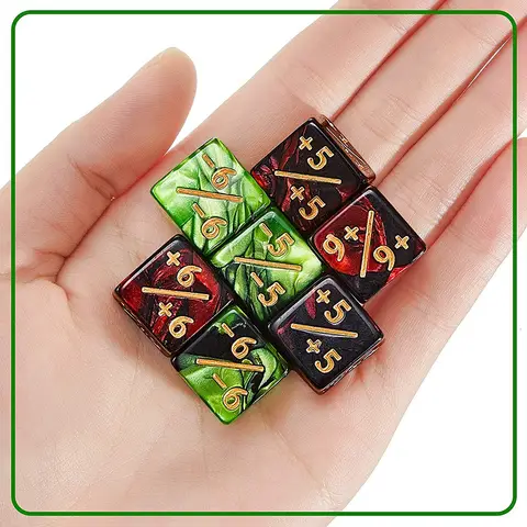 10Pcs 16mm 6 Side Dice Counters +1/-1 Dice Kids Toy Counting Dice For MTG, Magic The Gathering, Card Gaming,Token & Loyalty Dice