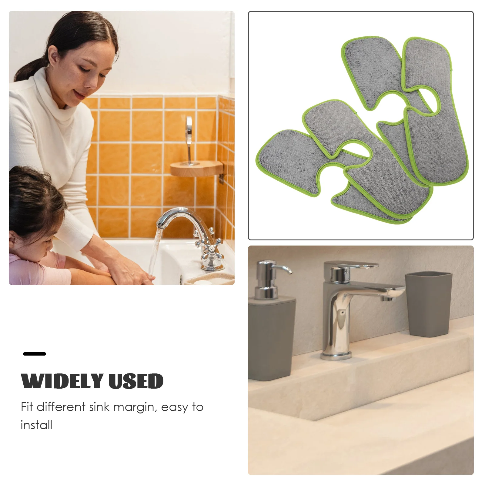 

4pcs Draining Mats Sink Splashing Pad Water Drying Kitchen Faucet Drip Catcher Absorbent Fiber Sponge Non-Shedding Easy
