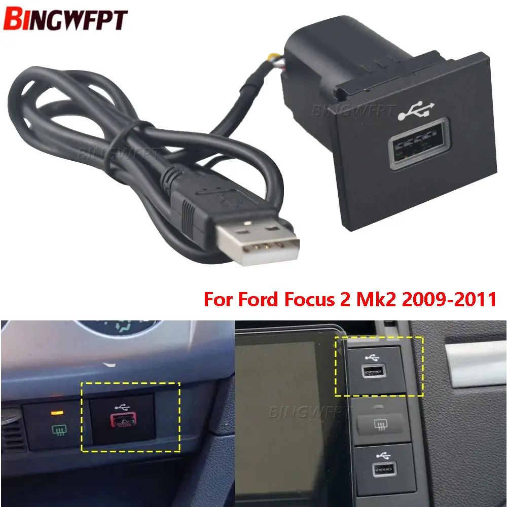 Car USB Converted Vehicle Load Adapter Flash Socket Interface Cable 12V/24V Accessories For Ford Focus 2 Mk2 2009-2011