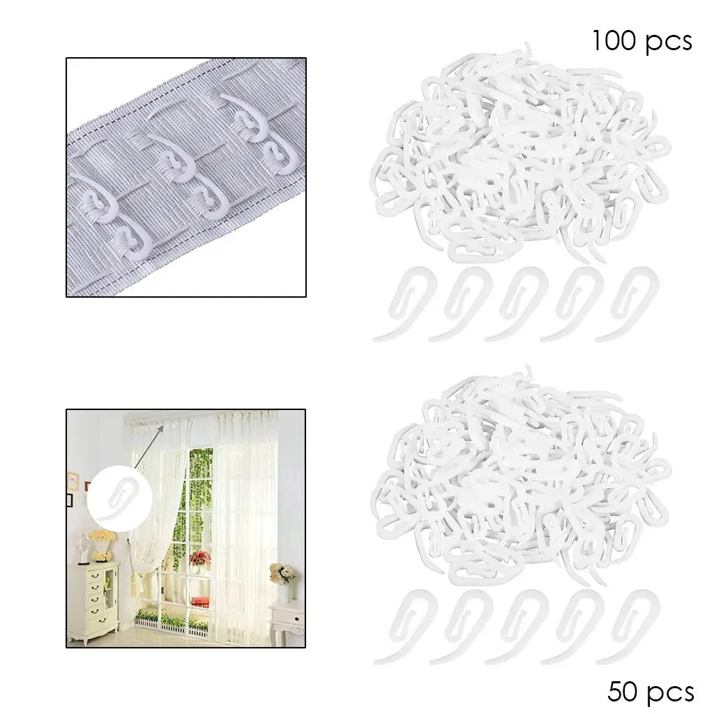 50/100Pack of White Curtain Hanging Rings for Window Curtain Door Curtain