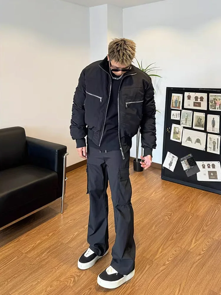 سترة قطنية قصيرة للرجال بتصميم عسكري للخريف والشتاء، ياقة واسعة، زي طيران بطراز أمريكي عتيق، تصميم أنيق للملابس الخارجية