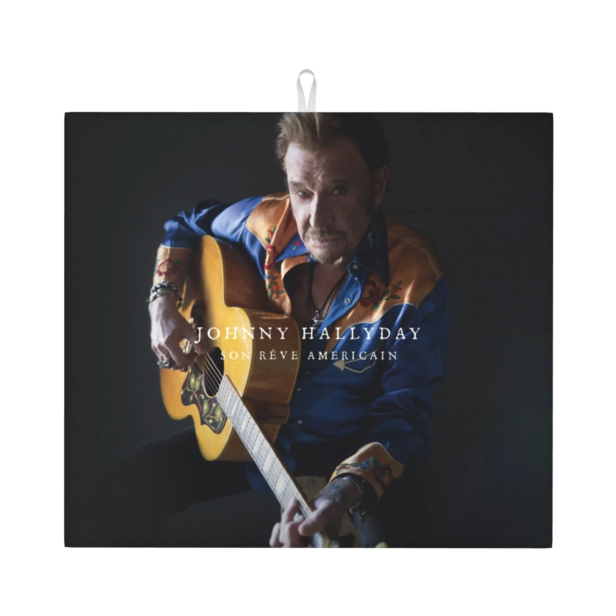 Drying Mat For Kitchen Johnny Hallyday Water Absorbent Waterproof French Rock Singer On Slip Kitchen Counter Protector Mat