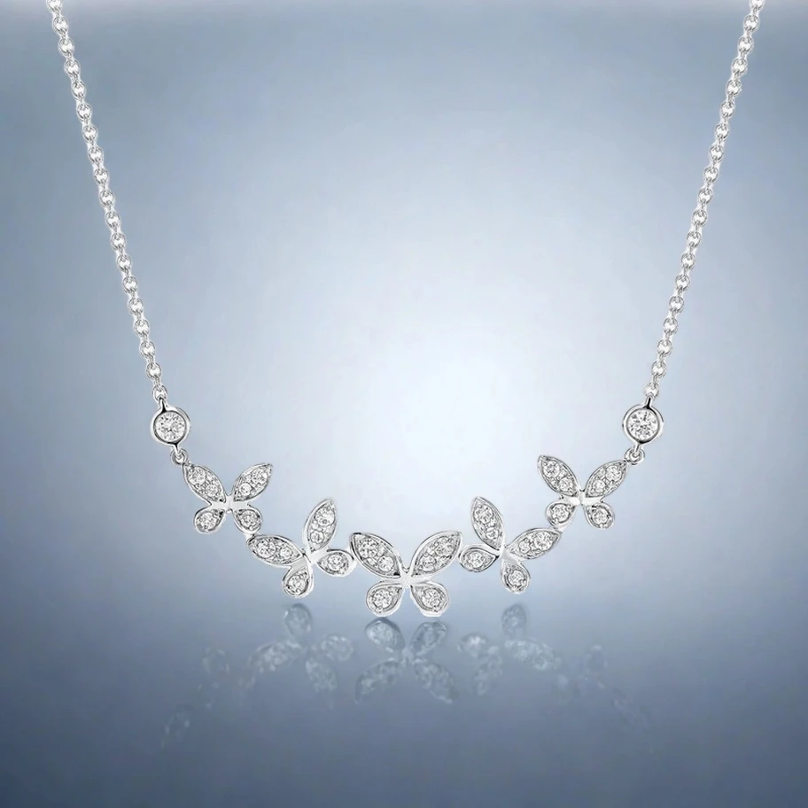 

Butterfly Wing Light Kiss Multiple Butterfly Necklace s925 Spread Wings 3D Suspended Design Zircon Dense Inlay Eternal Romance