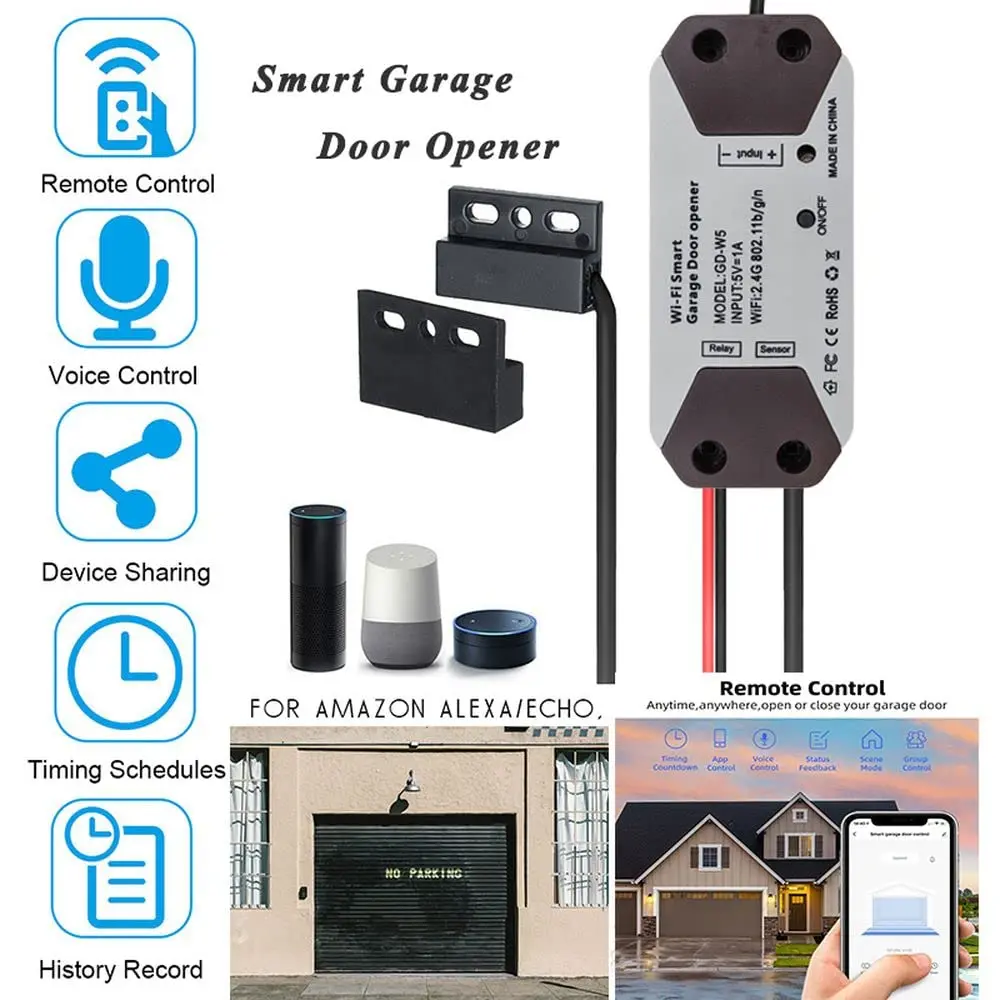 WiFi slimme afstandsbediening garagedeuropener Smart Life Tuya-app compatibel met Alexa Google Home IFTTT