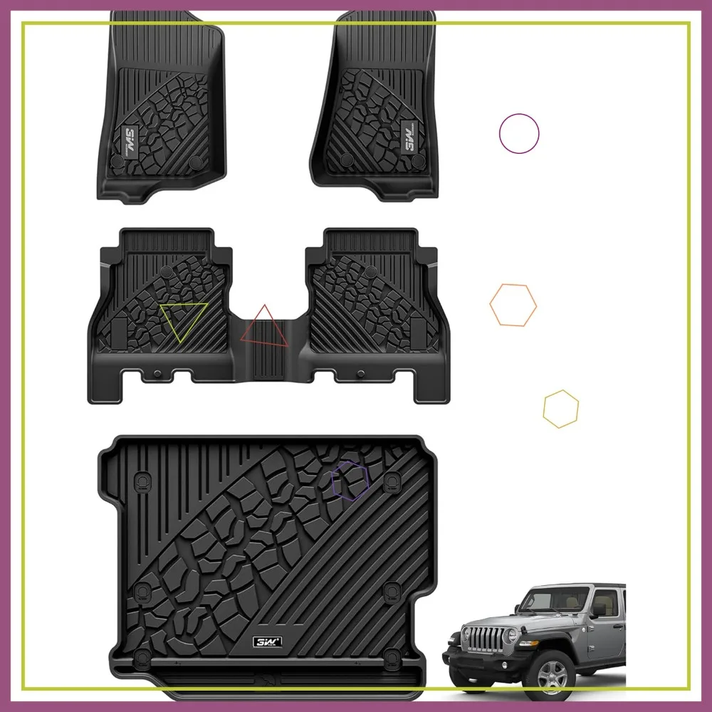 

3W Floor Mats & Cargo Liner for Jeep Wrangler JL 2018-2025 Unlimited 4-Door, All-Weather TPE Full Set
