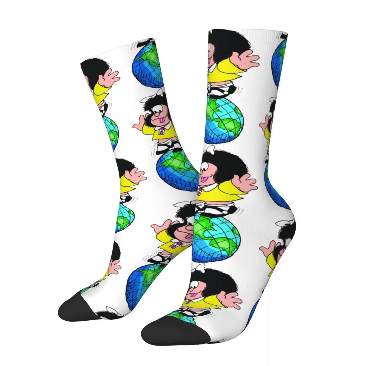 Funny Crazy Sock for Men Play Hip Hop Harajuku Mafalda Cartoon Happy Quality Pattern Printed Boys Crew Sock Novelty Gift